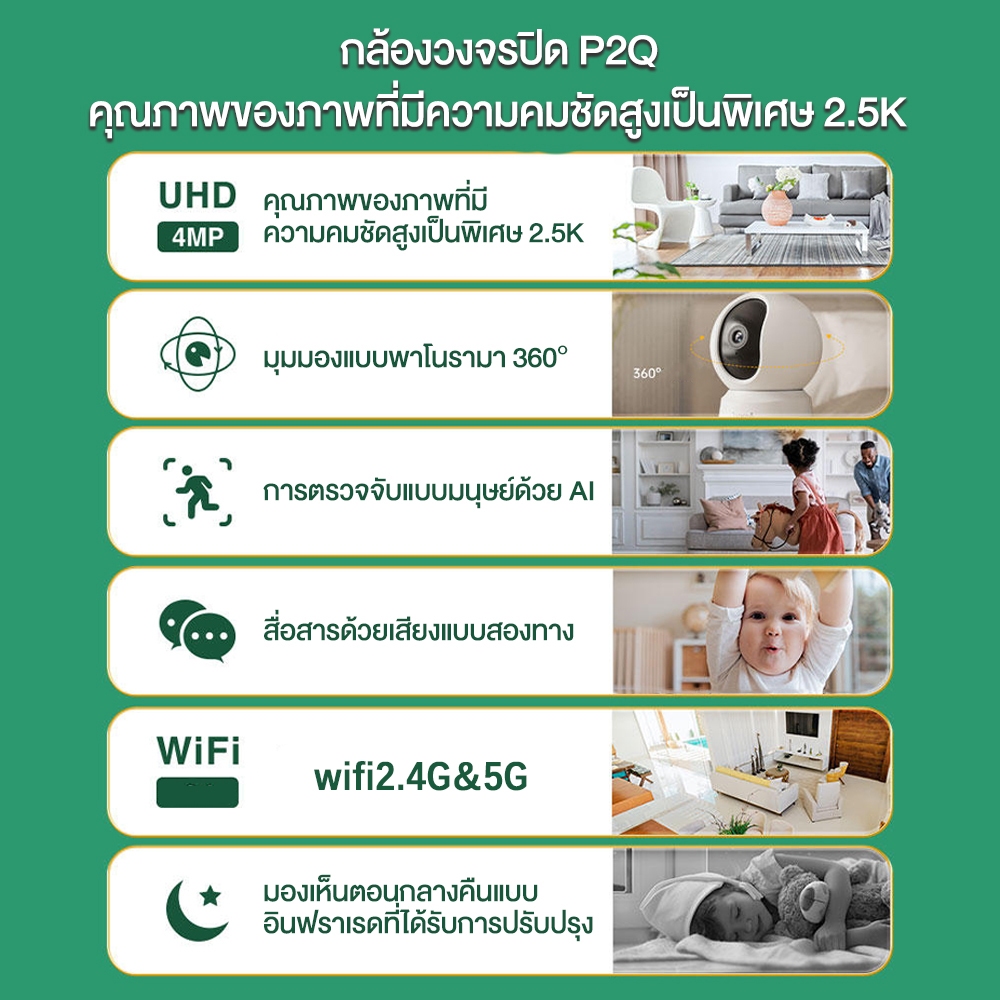 Arenti กล้องวงจรปิด 360° 2.4G/5G wifi 2MP/4MP HD กล้องวงจร IP Camera กล้องวงจรปิดไร้สาย P2/P2Q