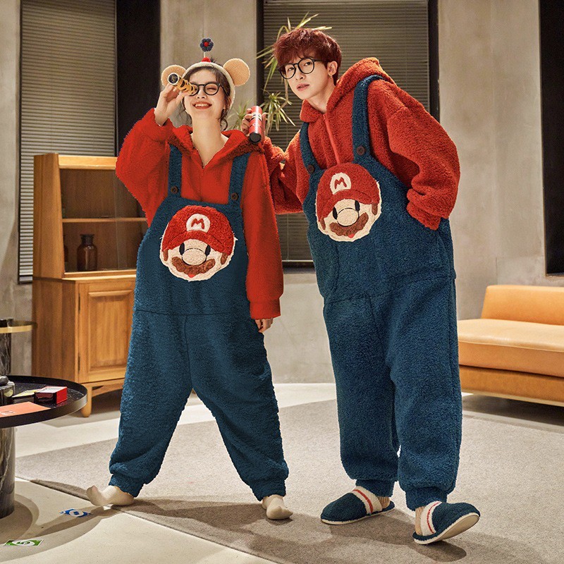 พร้อมส่ง เสื้อกันหนาว Super Mario เป็นชุดนอน มีฮู๊ด ใส่กันหนาว เป็นชุดแฟนซี ปาร์ตี้ คอสเพลย์ Super Mario suit 19020