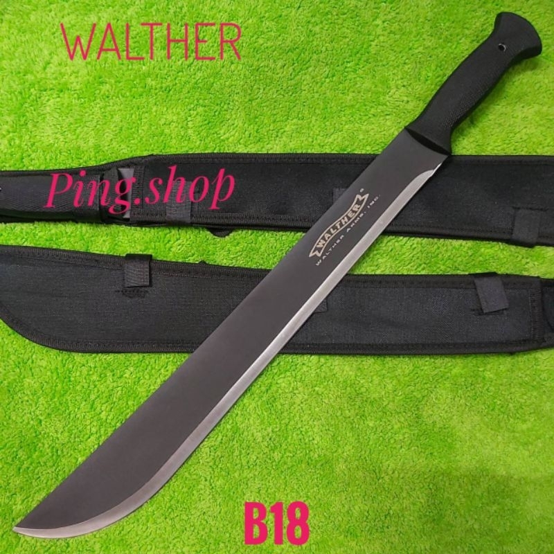 อุปกรณ์เดินป่า มีดเดินป่า มีดมาชาเต้ มีดสปาต้า มีดยาว WALTHER รุ่น B18 ใบดำ ราคาถูก Shopee Lazada