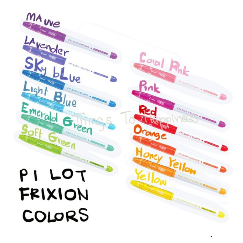 Pilot Frixion Colors ปากกาหมึกเบสน้ำ ลบได้