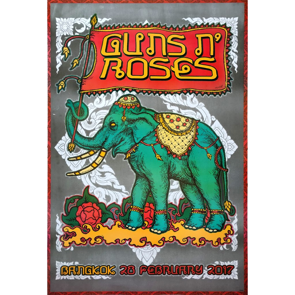 โปสเตอร์ คอนเสิร์ต วงดนตรี ร็อค Guns N’ Roses live in Bangkok 2017 POSTER 24”x35” Inch Not in this l