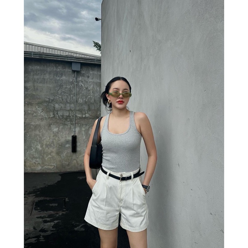 Plain denim shorts (white)