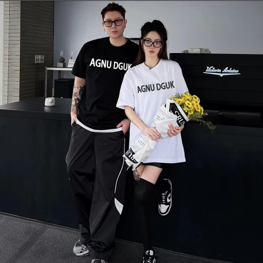 TT1 เสื้อยืดOversize ผ้าCOTTON100%ลาย"AGNU DGUK" เนื้อผ้าเกรดพรีเมียม คอกลมไม่ยืดไม่ย้วย