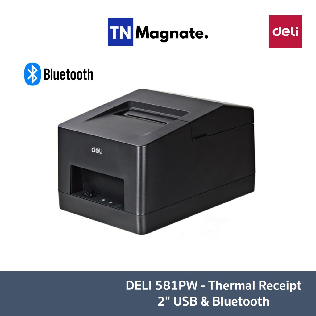 [เครื่องพิมพ์ใบเสร็จ] DELI 581PW - Thermal Receipt 2" USB&BTเครื่องพิมพ์ความร้อน สำหรับกระดาษหน้ากว้