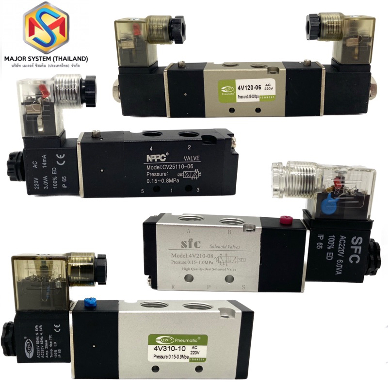 โซลินอยด์วาล์ว Solenoid Valve วาล์วลม Air Valve รุ่น 4V310-10-220V, 4V210-08-220V,4V120-06-220V, CV2