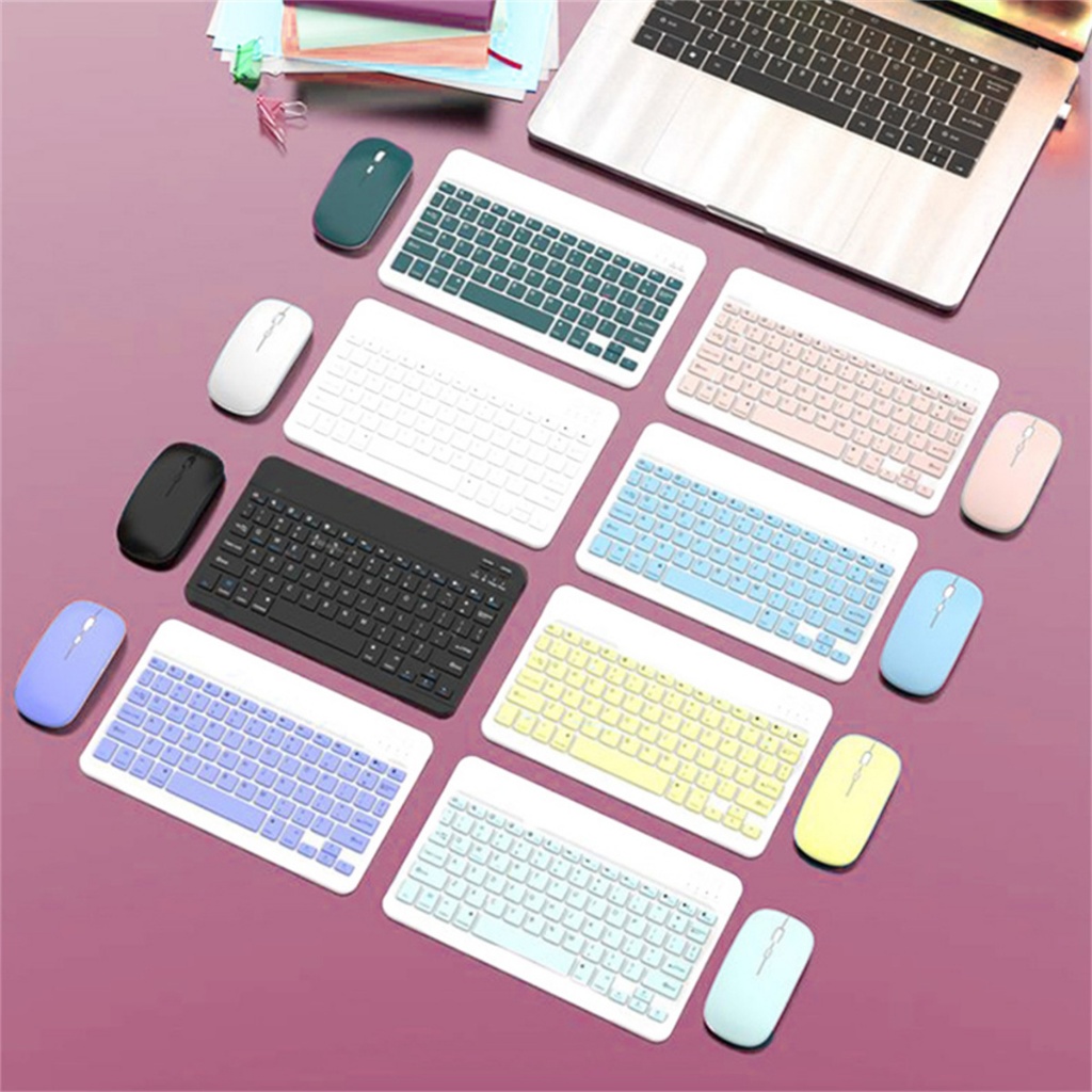 แป้นพิมพ์ภาษาไทย คีย์บอร์ดไร้สายบลูทูธ usb แท็บเล็ต bluetooth keyboard ipad เมาส์ไร้เสียงคลิก Rechargeable wirelessmouse