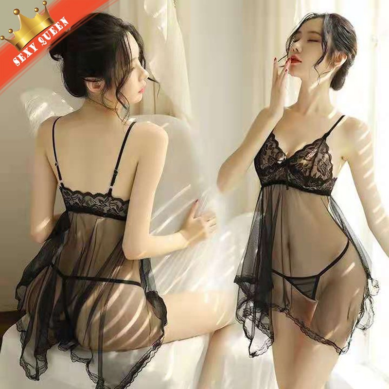 SEXY ชุดนอนเซ็กซี่ ชุดนอนไม่ได้นอน เดรสลูกไม้โปร่งแสง พร้อมส่งง