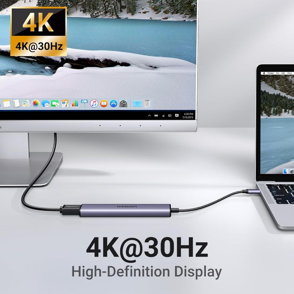 UGREEN อะแดปเตอร์ USB HUB Type C รองรับสูงสุด 10in1 HDMI 4K 30Hz, USB2.0-3.0, PD, SD/TF, RJ45