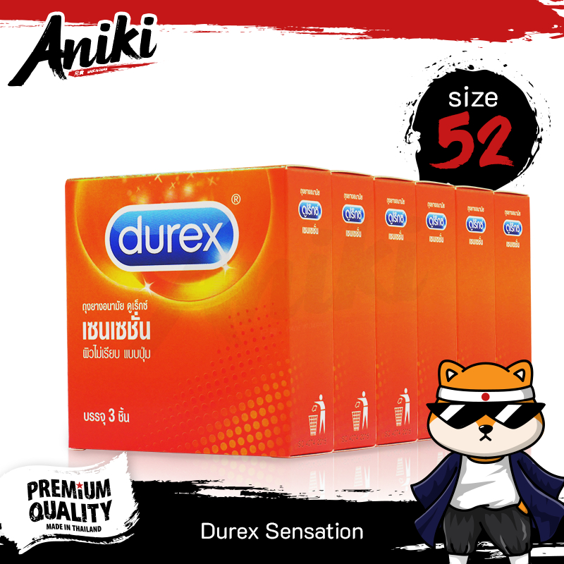 Durex Sensation ถุงยางอนามัย ผิวไม่เรียบ มีปุ่มเยอะ เพิ่มความรู้สึก ขนาด 52 มม. (6 กล่อง)