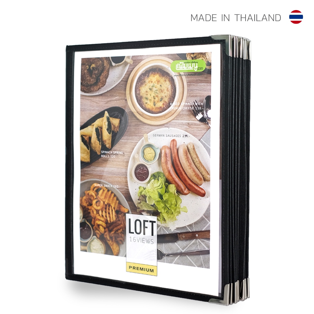 [พร้อมส่ง] แฟ้มเมนู Loft Premium 16 หน้า Menu Cover แฟ้มเมนูอาหาร A4 แฟ้มเมนูขอบหนัง แฟ้มเมนูปกใส เล่มเมนูอาหารA4