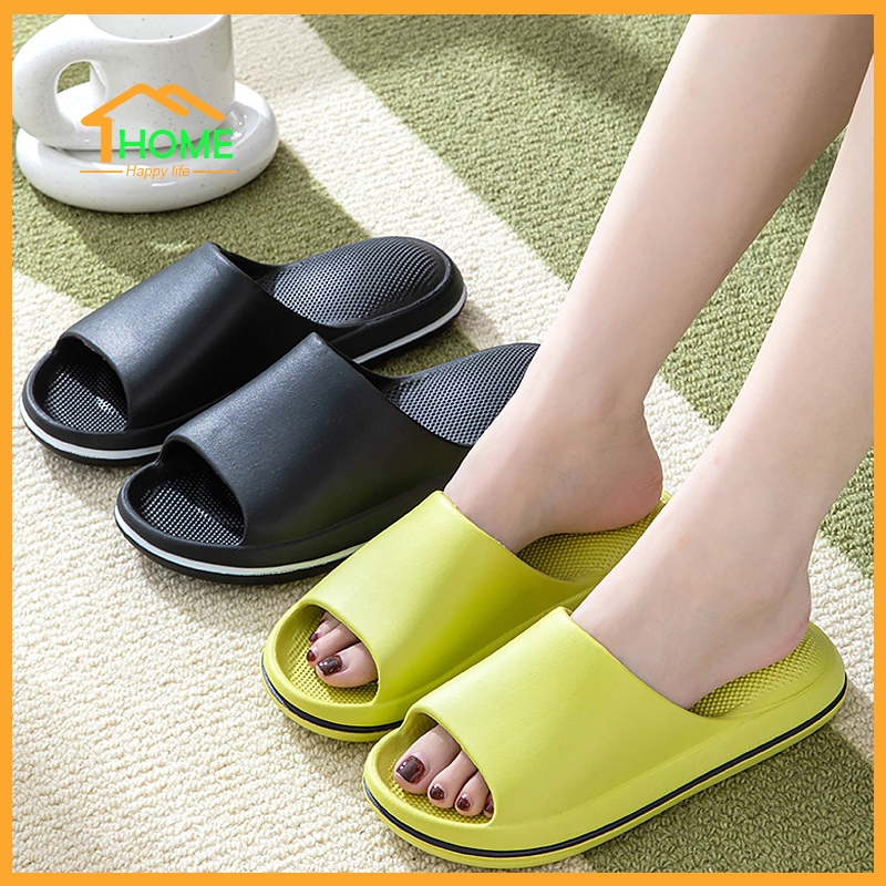 Happylife รองเท้าแตะ แบบสวม นิ่ม ใส่ใบ้าน รองเท้าเพื่อสุขภาพ พื้นหนา กันลื่น สำหรับผู้หญิงและผู้ชาย