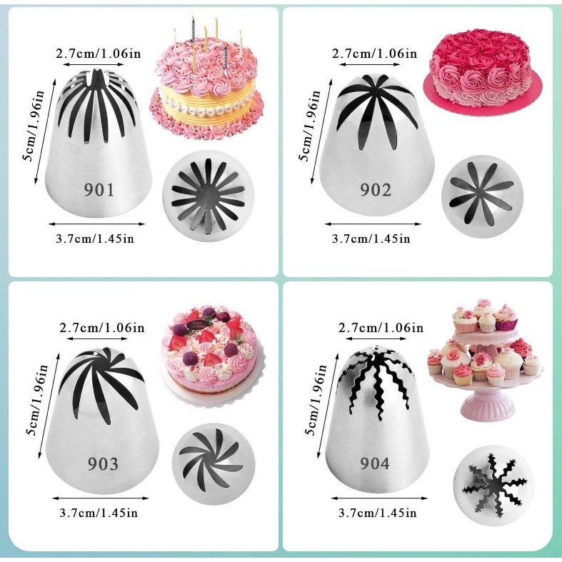 หัวบีบครีม หัวบีบคุ๊กกี้ หัวบีบวิปครีม ไซส์ใหญ่พิเศษ 901, 902, 903, 904