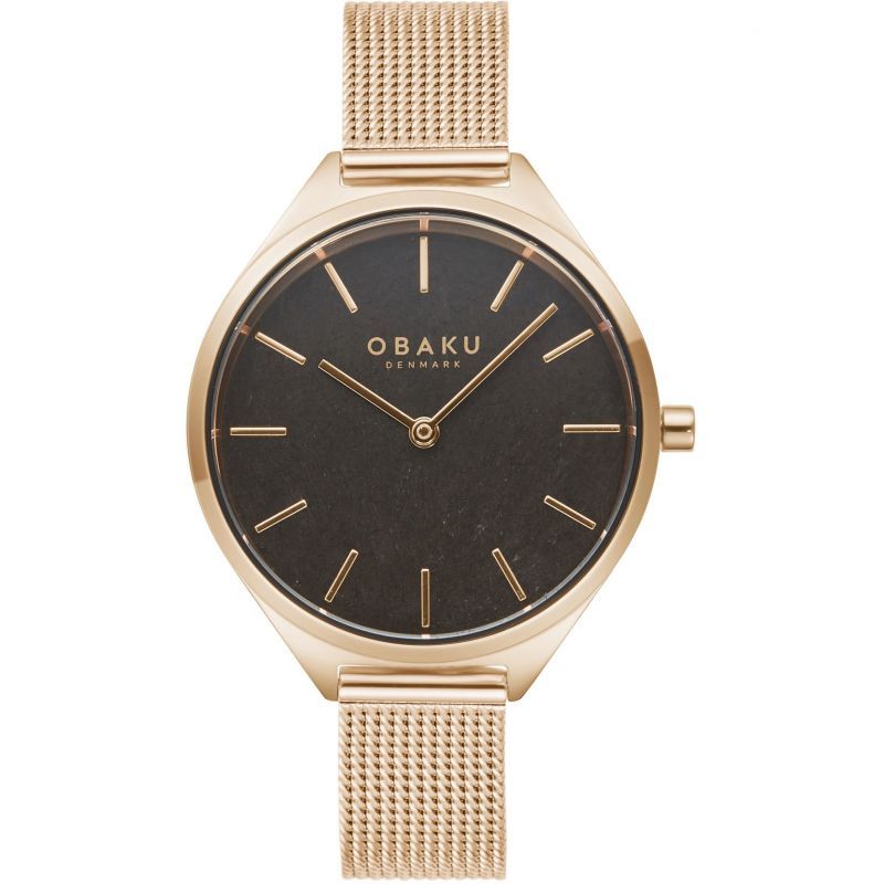 Obaku (โอบากุ) นาฬิกาผู้หญิง Kaffe ระบบควอตซ์ สายถักสเตนเลสสตีล/หนัง ขนาดตัวเรือน 34 มม.