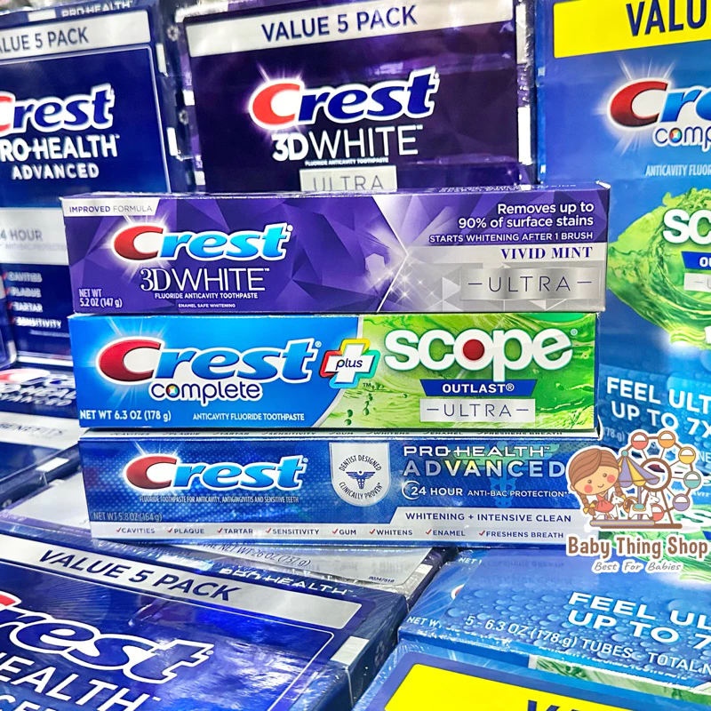 [EXP ปี 29]พร้อมส่ง🇺🇸 ยาสีฟันอเมริกา CREST COMPLETE SCOPE OUTLAST ULTRA, Prohealth Advanced , Crest 3D White
