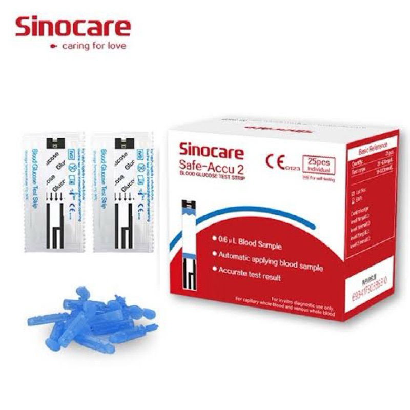 Sinocare Safe Accu2 ชุดแผ่นตรวจน้ำตาลในเลือด 50 ชิ้น