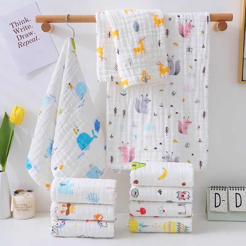 【ผ้าฝ้ายแท้】size 【50*25cm】🔥🔥ผ้าเช็ดตัว เยื้อใผ่ออกแกนิก เกรดพรีเมี่ยมอย่างดี ไม่มีสารเรืองแสงที่เป็นอันตราย❤️❤️