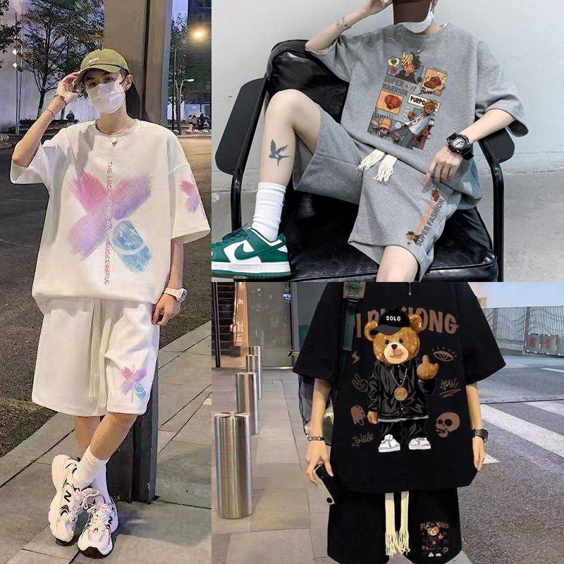 KB fashion ชุดเซ็ตผู้ชาย แขนสั้นขาสั้น ผ้าวาฟเฟิล