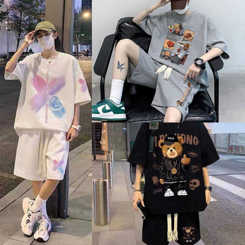 KB fashion ชุดเซ็ตผู้ชาย แขนสั้นขาสั้น ผ้าวาฟเฟิล