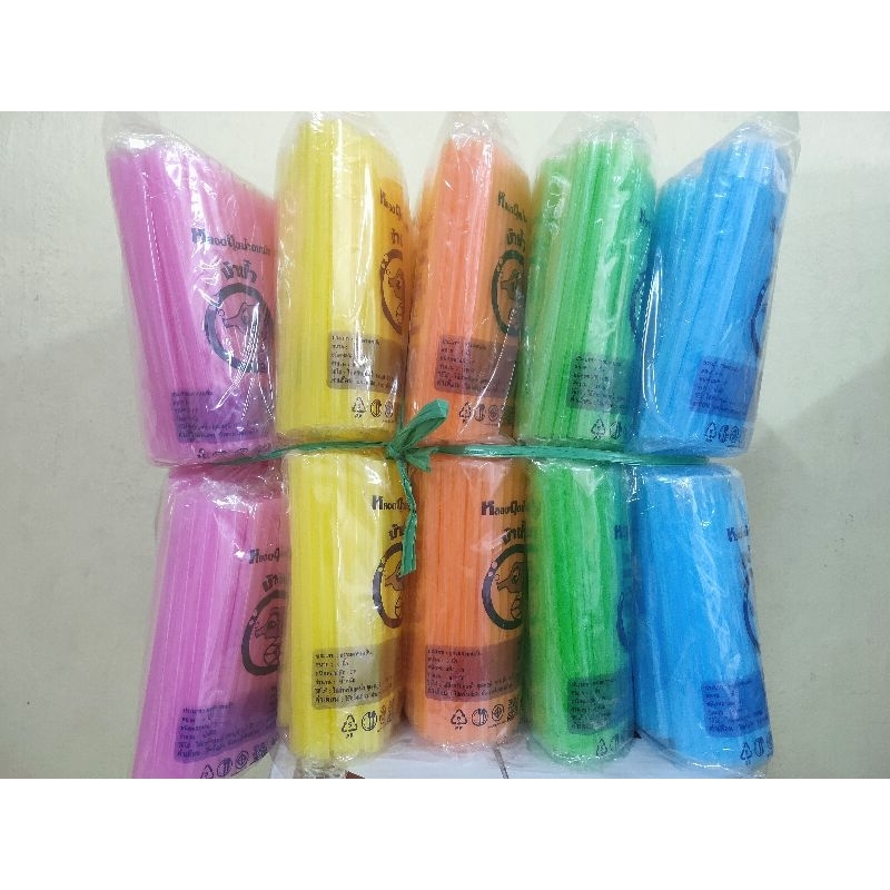 หลอดสั้น 6 นิ้ว แพ็ค 10 ห่อ (1 แพ็คมี 1 สีเท่านั้น)