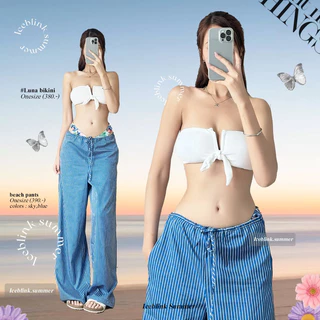 ICEBLINK -Beach pants 🏝️ กางเกงผ้าขายาวลายตรง ทรงขากระบอก พร้อมส่ง