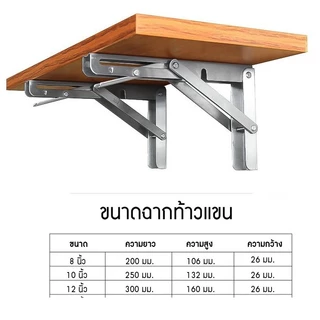 (2ชิ้น-1 คู่) เหล็กฉากรับชั้น รุ่นพับได้ ฉากพับสแตนเลส ชั้นวางของ แบบพับเก็บได้ DIY