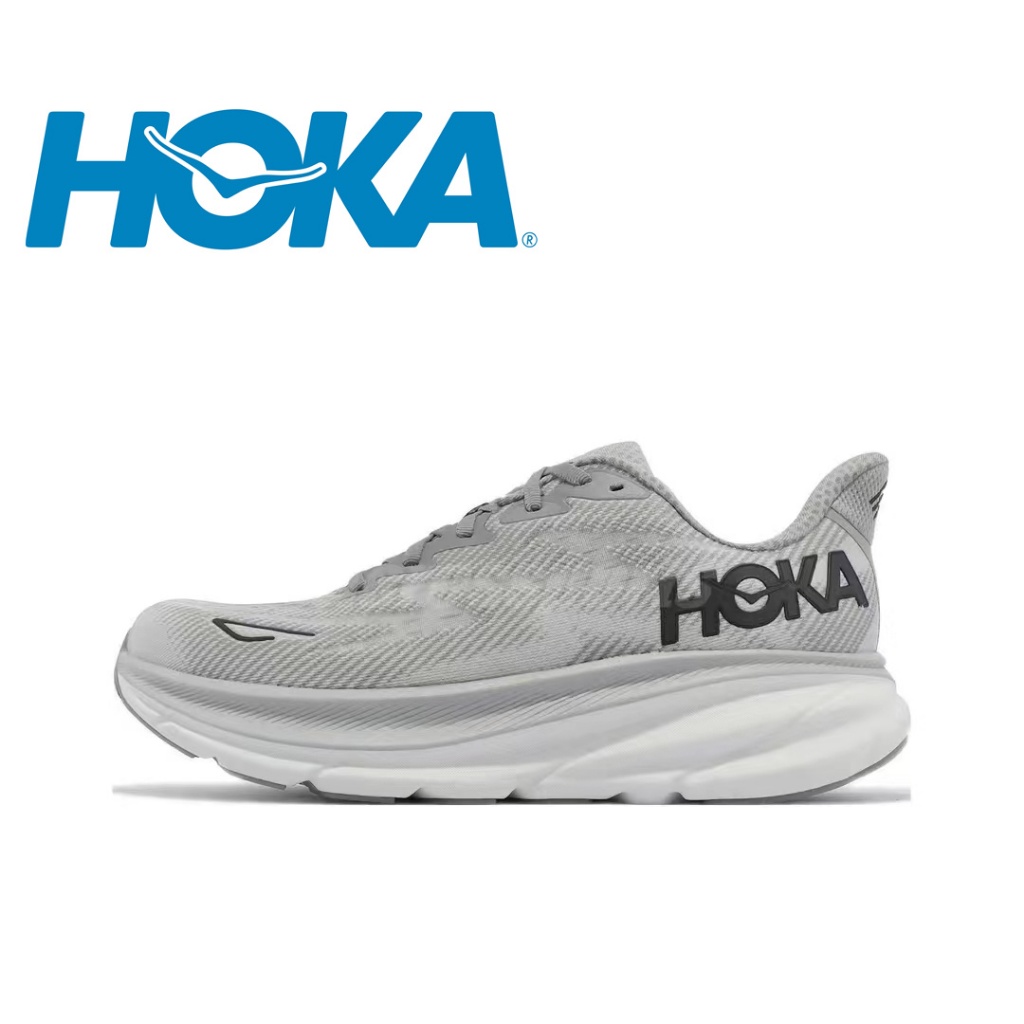 HOKA ONE ONE Clifton 9Wide Anti slip, Durable, Low Top Running Shoes for Men's Fans Foggy gray