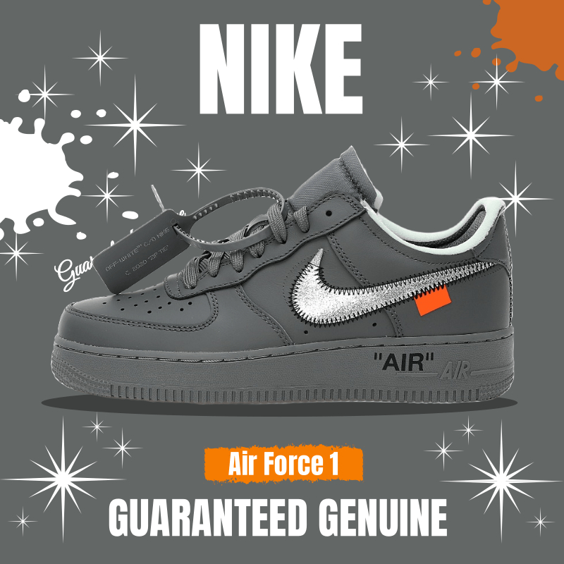 （จัดส่งฟรี）Off-White™ x Nike Air Force 1 Low’07"Ghost Grey" องเท้าผ้าใบ รองเท้า nike DX1419-500