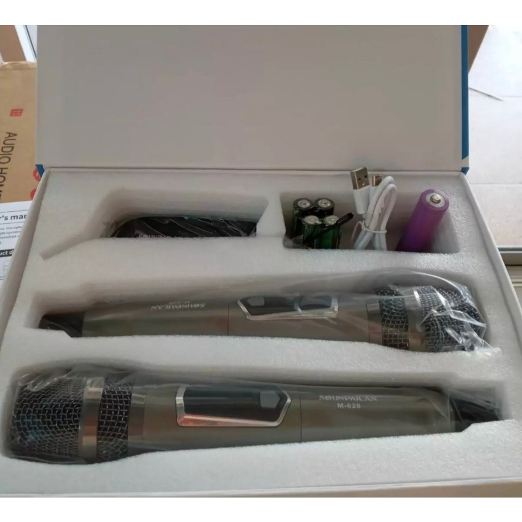 SOUNDMILAN ไมค์โครโฟน ไมค์โครโฟนไร้สาย ไมค์ลอยคู่ รุ่น M-628 UHF แท้ Wireless Microphone ไมค์ร้องเพลง รุ่นใหม่ล่าสุด