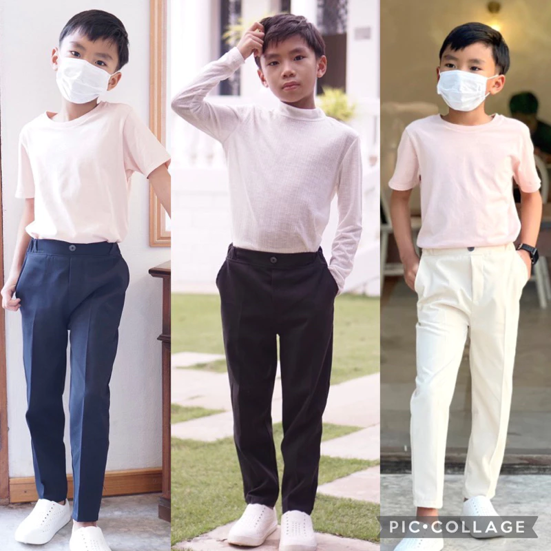 💌 กางเกงขายาวเด็กผู้ชาย | รุ่น First Cut | สแล็คเด็กผู้ชายสไตล์เกาหลี ทรงขากระบอกเอวยางยืด