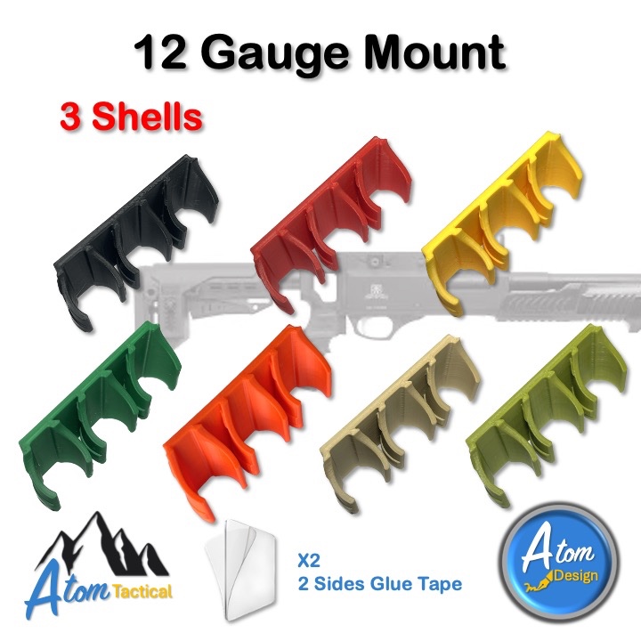 แผ่นติดตั้งลูกขนาด 12 GA แบบ 3 ลูก ชนิดเทปกาว - 12 Gauge Triple Shells Mount for Tape [Atom Design]