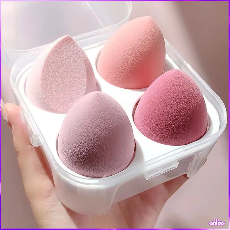 ฟองน้ำไข่แต่งหน้า พัฟเกลี่ยรองพื้น 1 เซต 4 ชิ้น