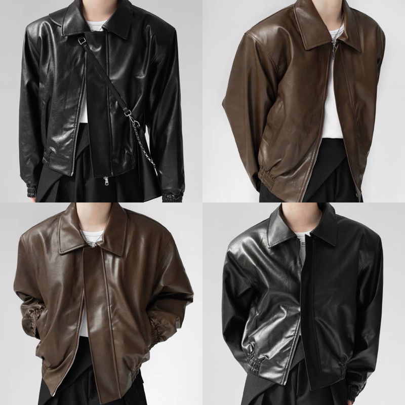 BEVEN JACKET เสื้อแจ๊คเก็ตหนังทรงโอเวอร์ไซส์