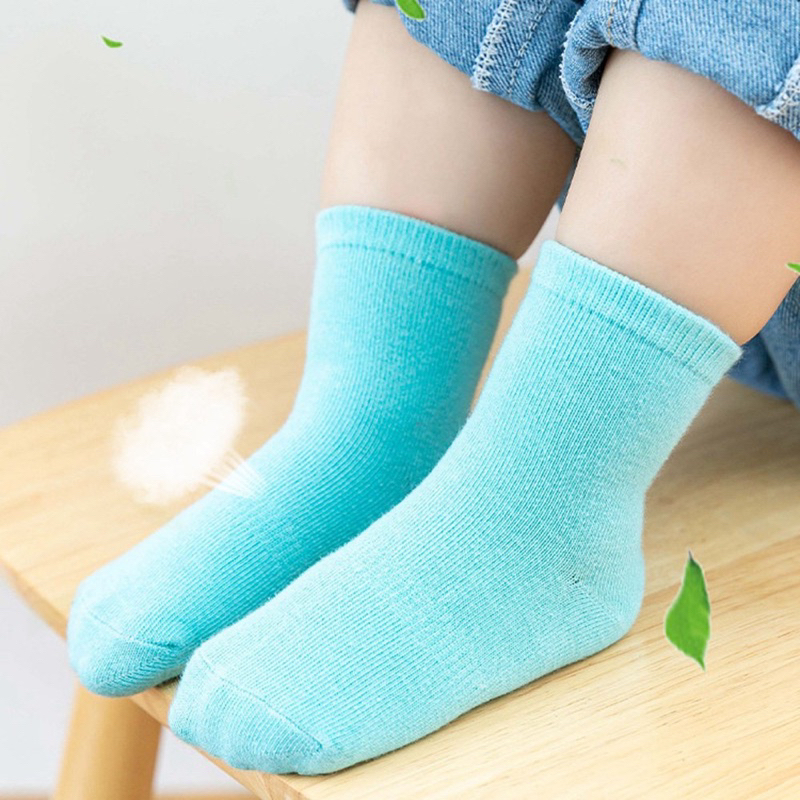 ShopAt.Two[SC-KB134A] ถุงเท้าเด็กผู้หญิงกันลื่นสีพื้น 6 สี พร้อมส่งในไทย - รูปที่ 2