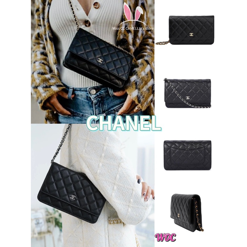 💯  100% Genuine CHANEL WOC Granular Calfskin Material Chain One Shoulder Crossbody Bag Available in Various Colors