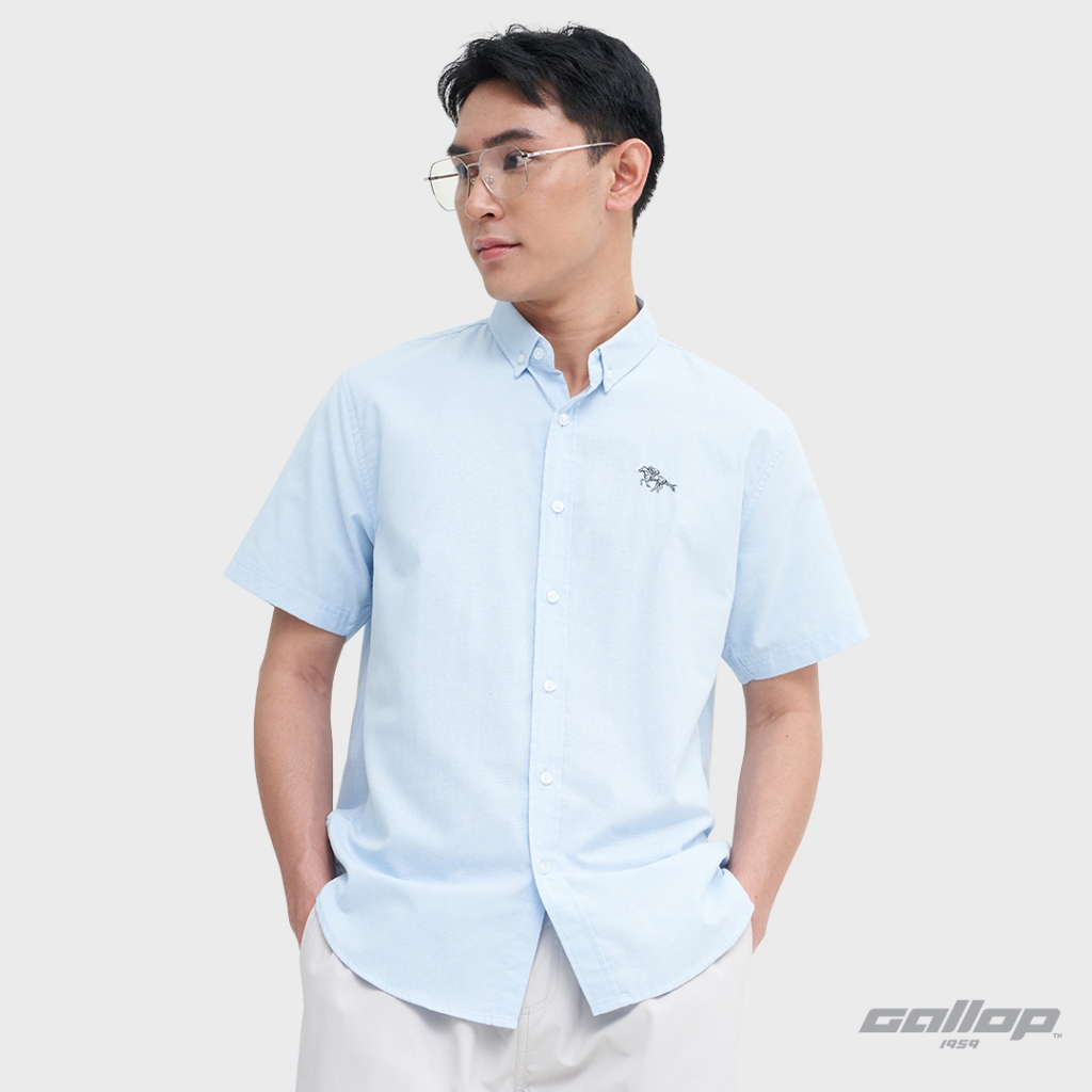 GALLOP : OXFORD CASUAL SHIRT เสื้อเชิ๊ตแขนสั้น รุ่น GW9031 สี Sky Blue – ฟ้า