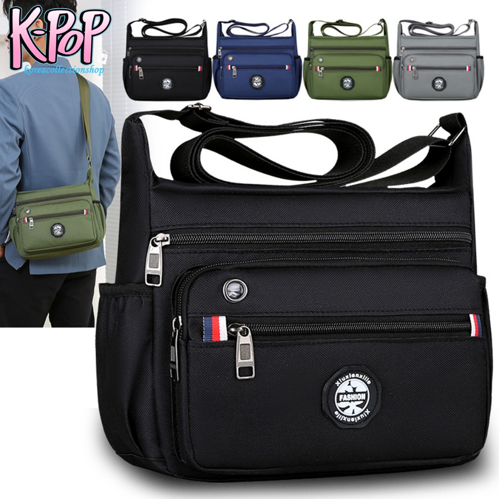 KOREA(KR1947) กระเป๋าสะพายข้าผ้าoxford มี 4 สี มีช่องเยอะ