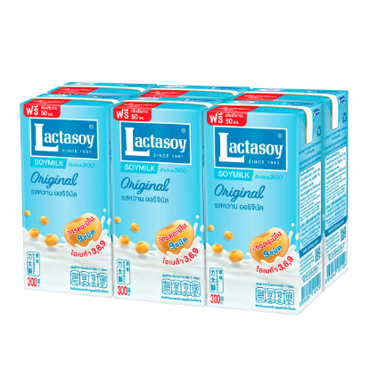 แลคตาซอย นมถั่วเหลืองยูเอชที รสหวานออริจินัล 300 มล. แพ็ค 6