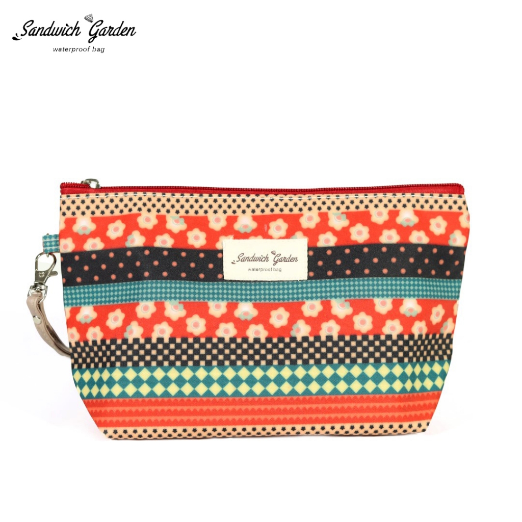 กระเป๋าใส่เครื่องสำอางค์ วัสดุผ้าเคลือบกันน้ำแบบเนื้อด้าน Sandwich Garden (กว้าง 25.0 ซม. * สูง 15.0 ซม. * ฐาน 6.5 ซม.)