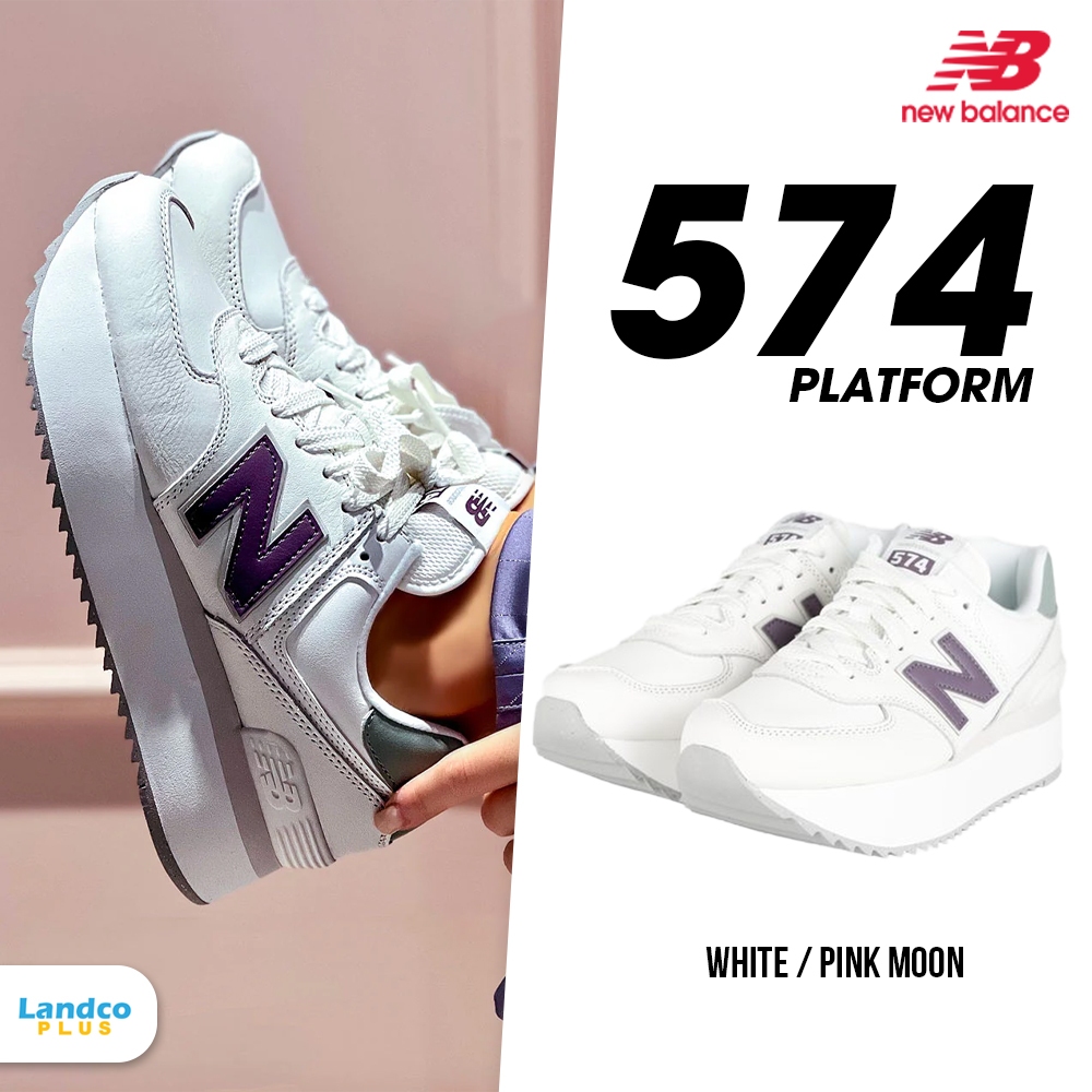 New Balance รองเท้าผ้าใบ รองเท้าแฟชั่น NB W 574 White Pink Moon WL574ZFG (4000)