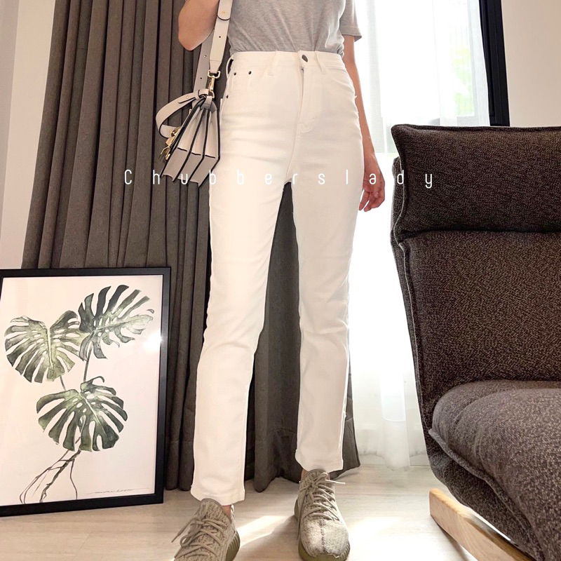 ทรงเดฟสีขาวแบบไม่รัดมากเอวสูง มีไซส์ S-6XL