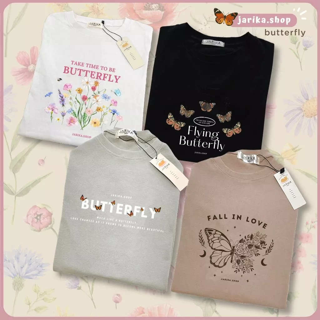 Jarikashop - เสื้อยืดลาย ผีเสื้อ ( งานป้าย.. Jarika ) ( จ98 )