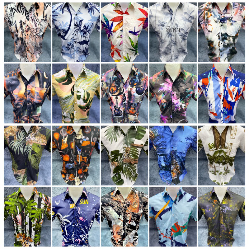 เสื้อเชิ้ต ผ้าไหมอิตาลี S M L XL 2XL คละลายและสี