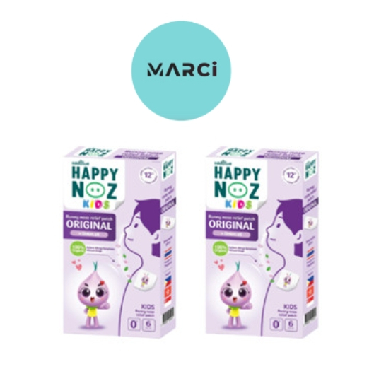 [2 กล่อง] Happy Noz Original แฮปปี้ โนส สติ๊กเกอร์หัวหอม แผ่นแปะหัวหอม ออร์แกนิค สูตรหอมม่วง [6 ชิ้น/กล่อง]