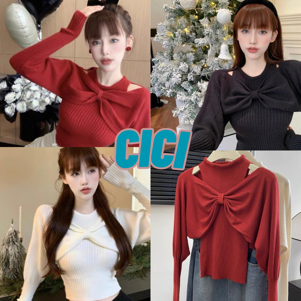 Cici(NO.911)Set2ชิ้นเสื้อคลุมเเขนยาว+เสื้อกล้าม ไหมพรมผ้าลื่น ใส่สบายสไตล์เกาหลี