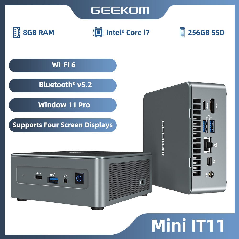 GEEKOM Mini IT11 Mini PC, Intel Core i7-11390H (4 Cores 8 Thread, Up to 4.5 Ghz) 16GB DDR4 512G M.2 