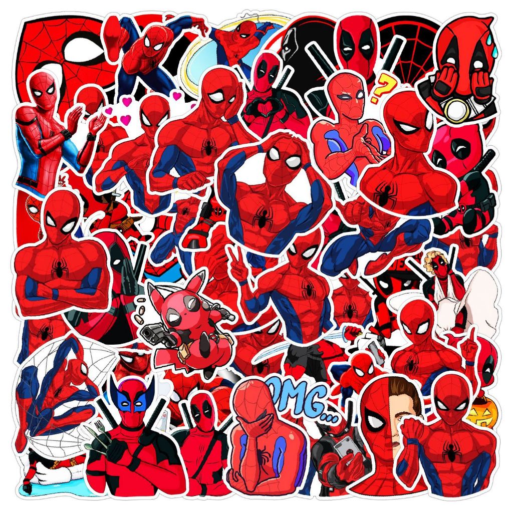 พร้อมส่ง marvel สไปเดอร์-แมน Spider Man มาร์เวล  sticker สติกเกอร์กันน้ำรูปแบบที่แตกต่างกัน 50ชิ้น
