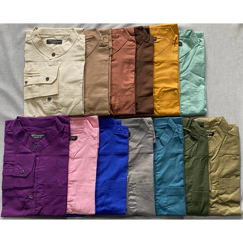 👔เสื้อเชิ้ตคอจีนแขนยาว28สี👔ผ้า Oxford ทรงสลิม คัตติ้งเนี๊ยบมากกกกก