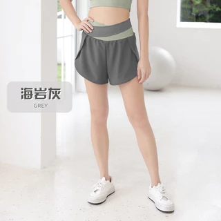 กางเกงขาสั้นออกกำลังกาย กางเกงโยคะขาสั้น แถบ2สี มีซับใน มีกระเป๋าข้างด้านใน ใส่แล้วกระชับไม่ย้วย 2ส่วน แถบ2สี