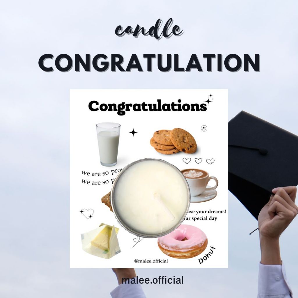 MALEE.OFFICIAL : เทียนหอม Congratulations 🎉 กลิ่น coffee bun ของแจกเพื่อนๆจบการศึกษา #ของขวัญแจกวันป