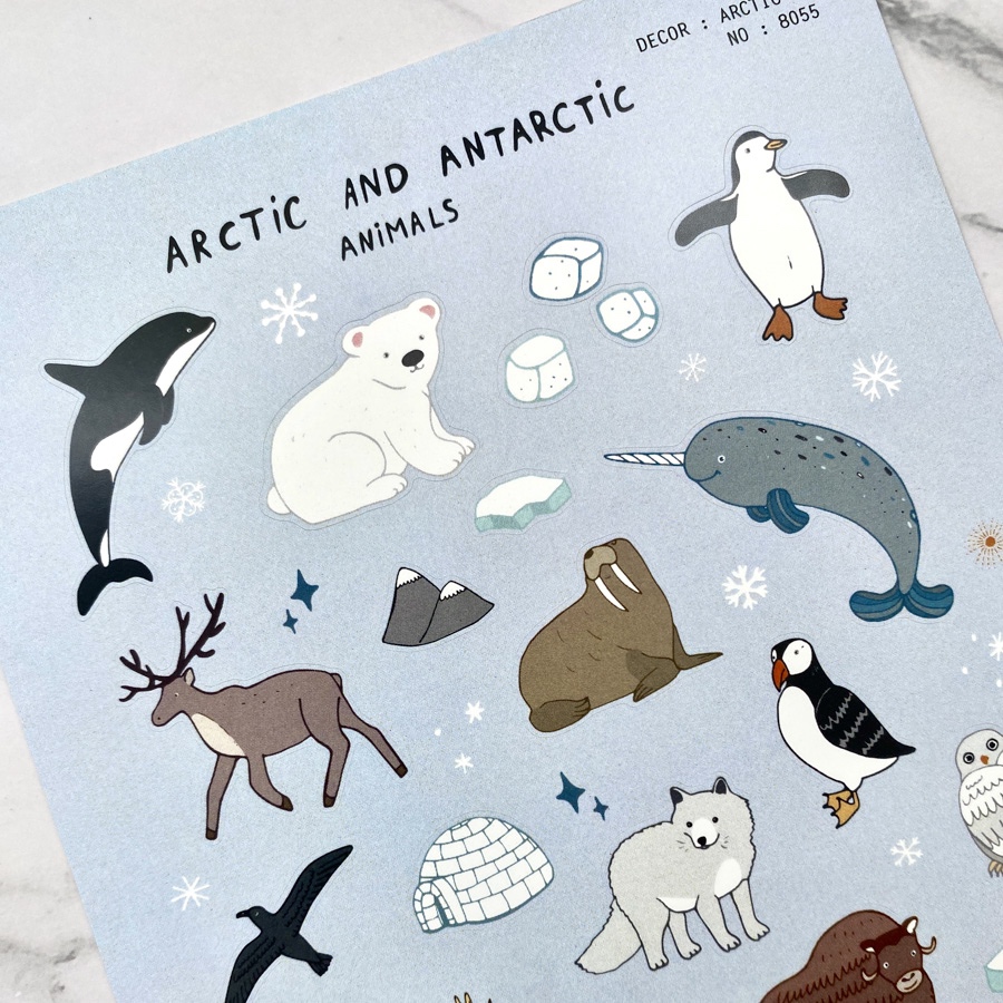 สติ๊กเกอร์ติดเล่น กันน้ำ ลาย ARCTIC ANIMALS ( Sticker dicut 1 sheet ) - รูปที่ 2